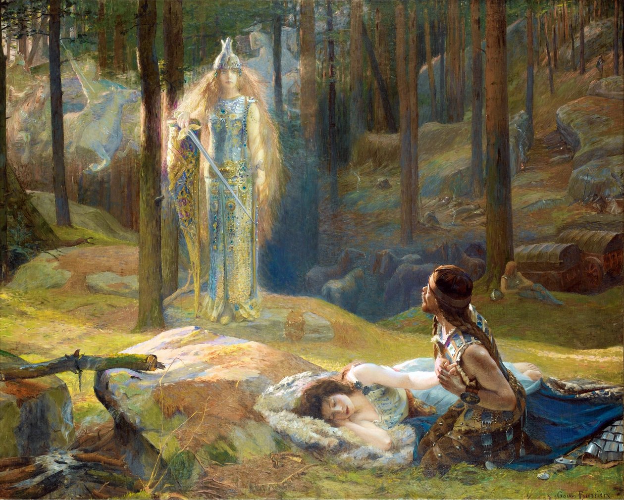 Vahiy, Brunnhilde (Brunehilde, Brynhildr) decouvrant Siegmund et Sieglinde - Vahiy. Brunhilde Siegmund ve Sieglinde
