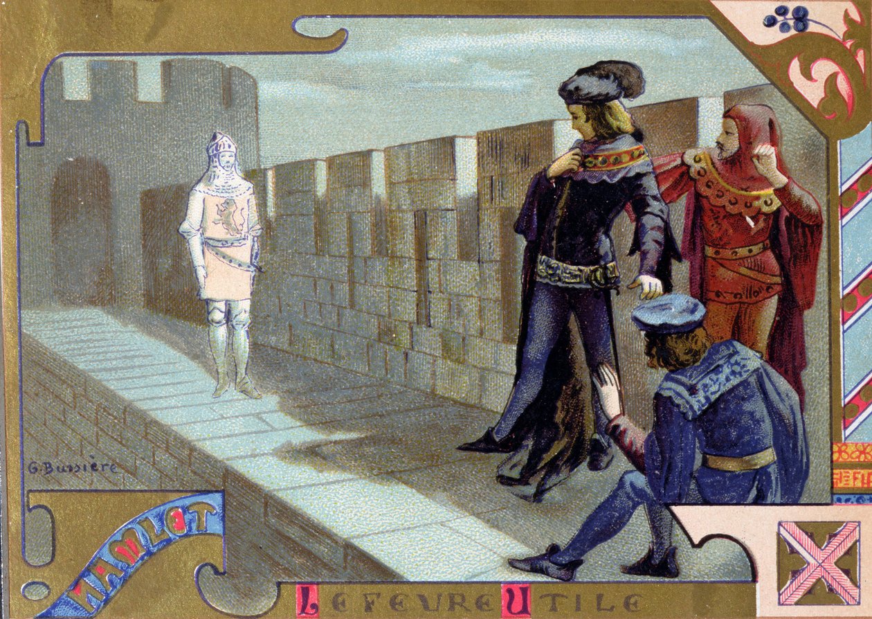 Kralın Hayaleti Hamlet'e Görünüyor, William Shakespeare'in (1564-1616) 'Hamlet'in I. Perdesinden sahne by Gaston Bussiere