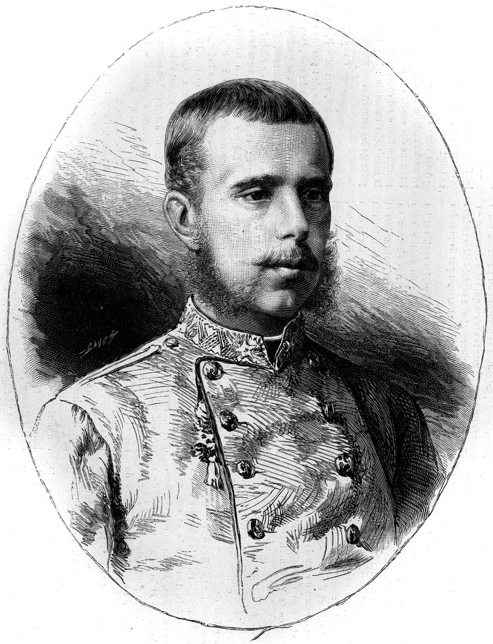 Avusturya Arşidükü Rodolph (1858-1889) portresi. Gravür G. Vuillier “” Le Monde Illustré” n°1260, 21 Mayıs 1881. by Gaston Vuillier
