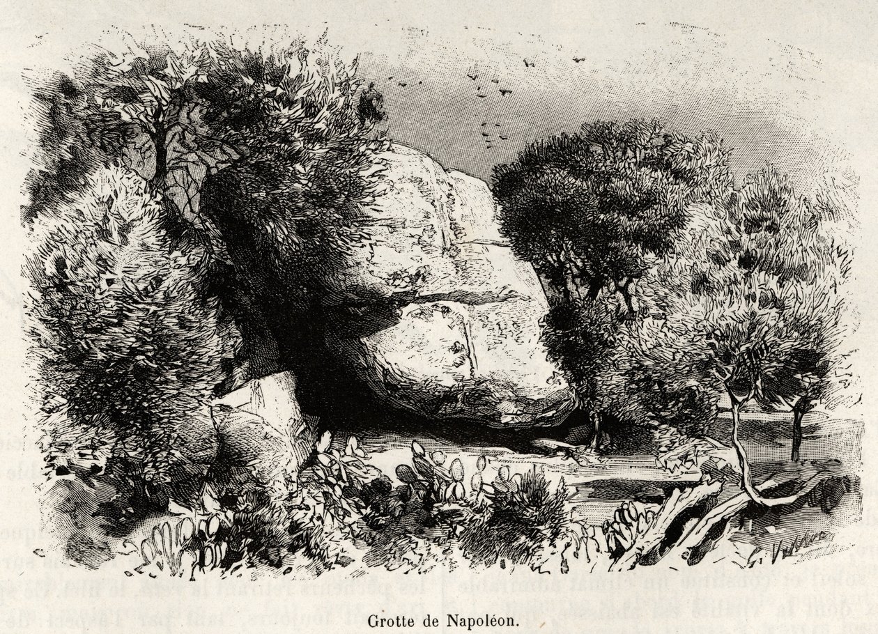 Mağara Napolyon veya Napolyon Bonapart (1769-1821), çocukken ders çalışmak ve meditasyon yapmak için sığınmayı severdi. Gaston Vuillier (1845-1915), 1890