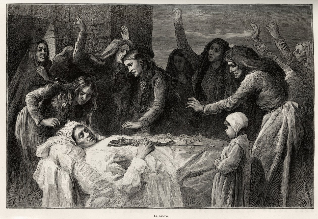 Vocero, Korsika funebre şarkısı intikam için çağırıyor. Gaston Vuillier (1845-1915), 1890