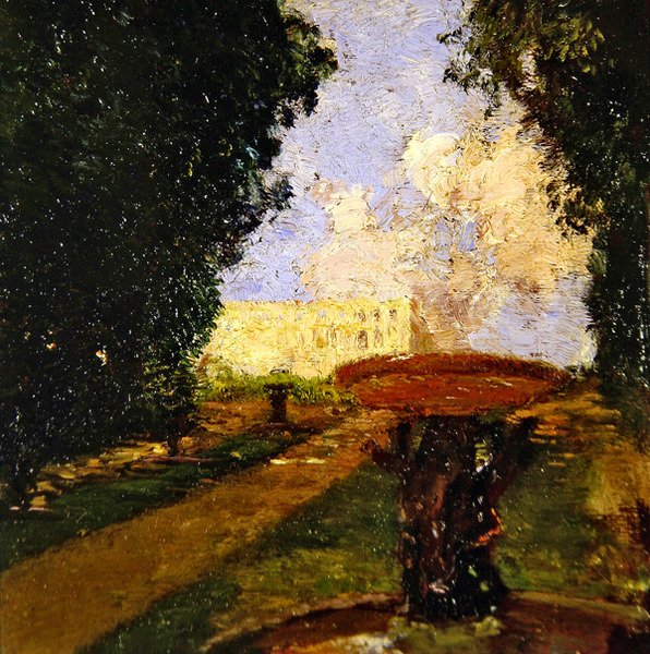 Bahçe Sahnesi (panelde yağ) by Gaston de la Touche