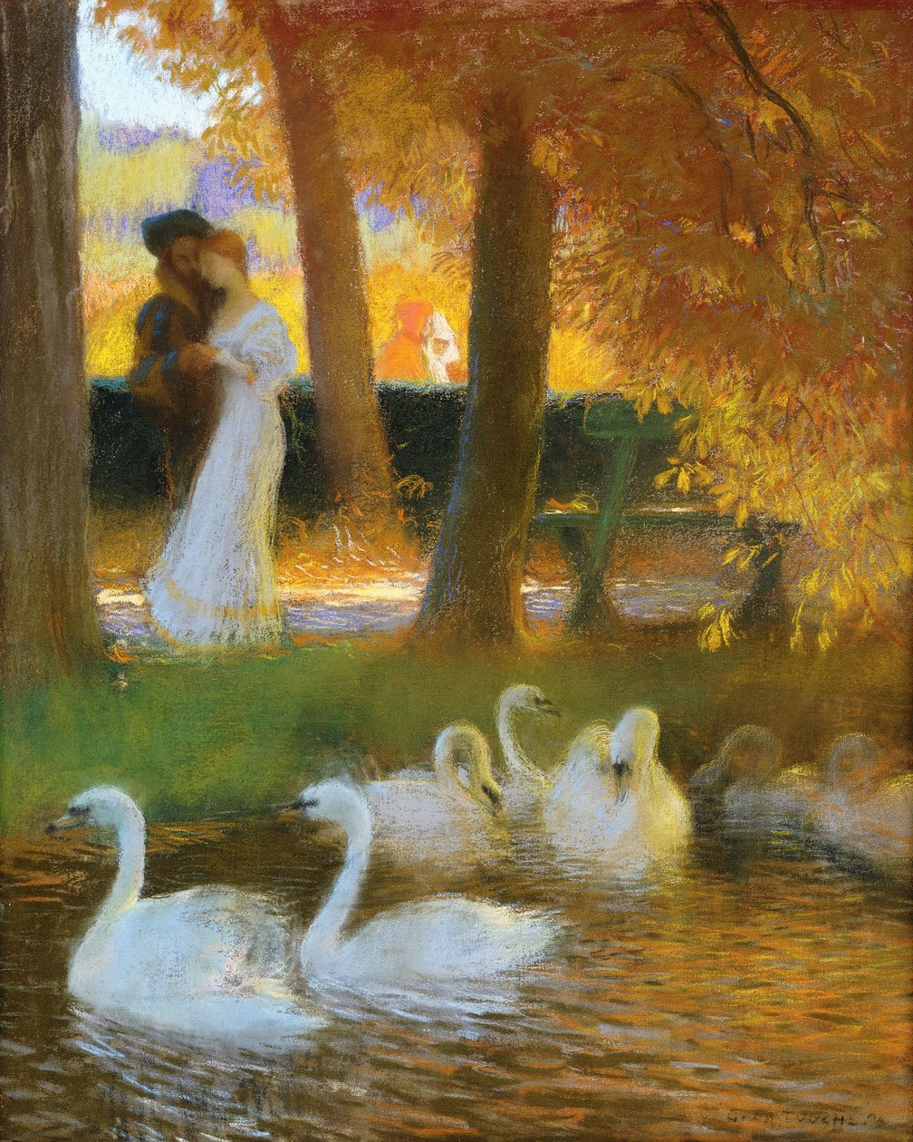 Aşıklar ve Kuğular; Sonbahar Yürüyüşü; Aşıklar ve Kuğular; Sonbahar Yürüyüşü, 1896 by Gaston de Latouche