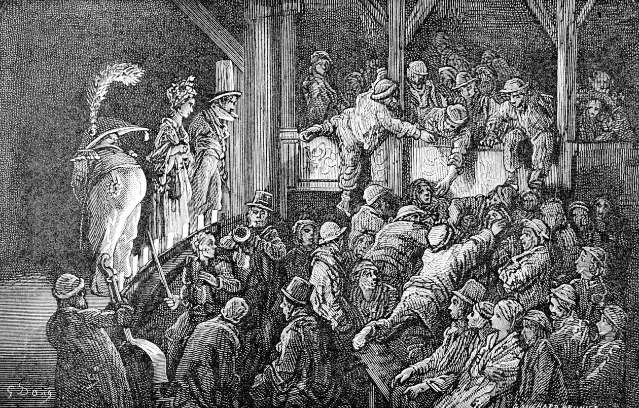 "Penny Gaff", 1872 by Gauchard Brunier