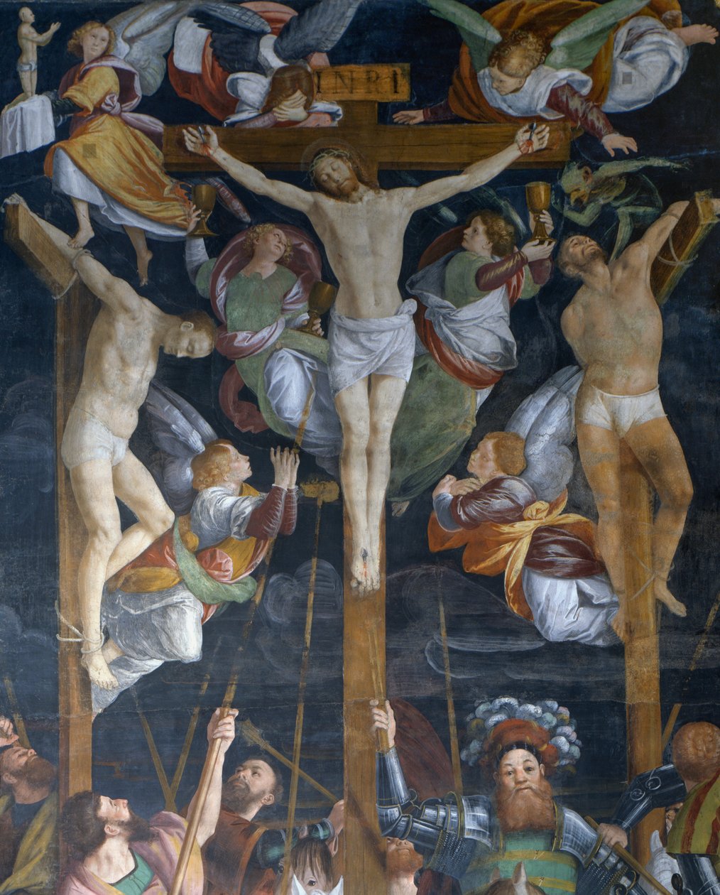Çarmıha germe, Gaudenzio Ferrari (1475-1546), San Cristoforo Kilisesi, Vercelli, Piedmont, İtalya tarafından freskten detay by Gaudenzio Ferrari