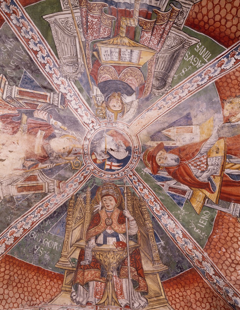 Kilise Doktorları, Gaudenzio Ferrari (1475-1546), San Giulio Bazilikası, San Giulio Adası, Orta San Giulio, İtalya tarafından fresk by Gaudenzio Ferrari