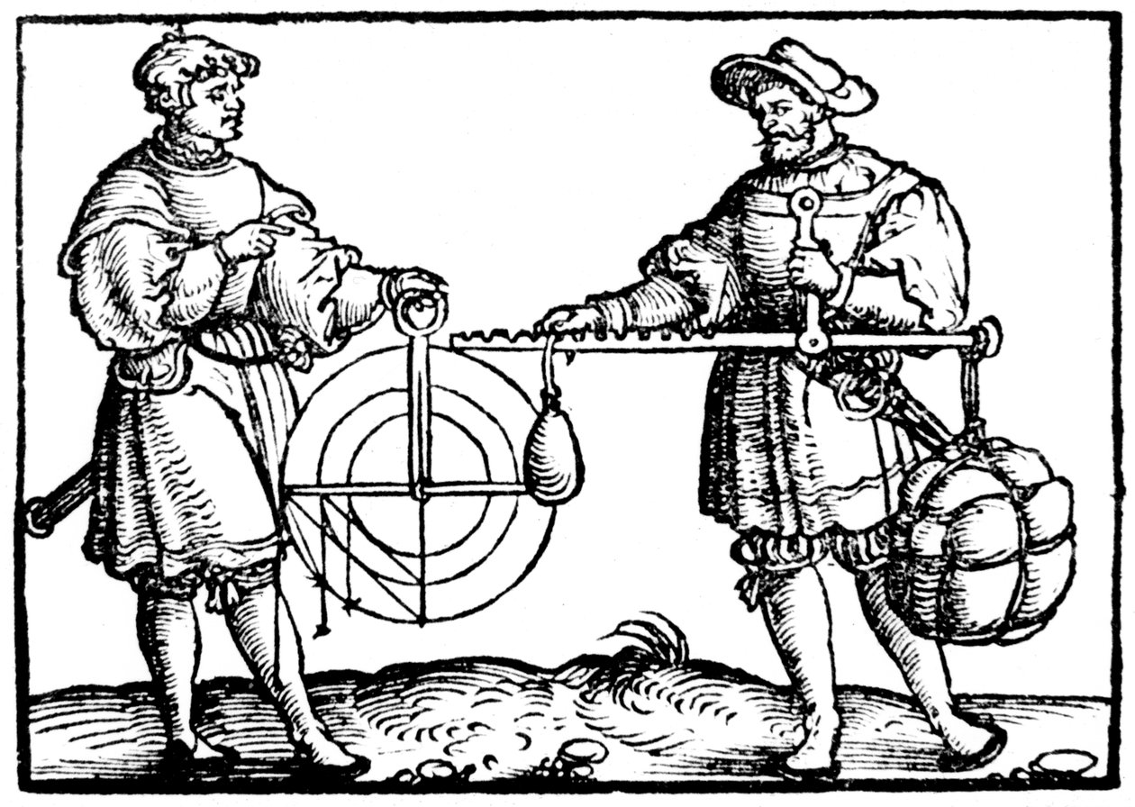 Çelik avlu ile tartma, 1547 by Gaultherius Rivius