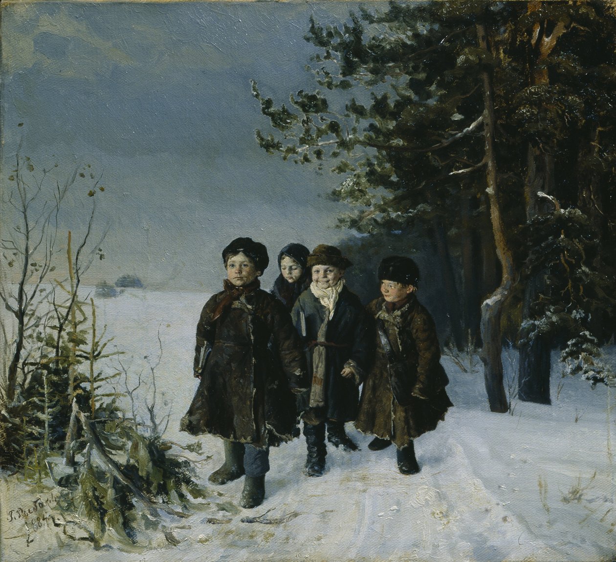 Okuldan dönüş, 1884 by Gavriil Fyodorovich Rybakov