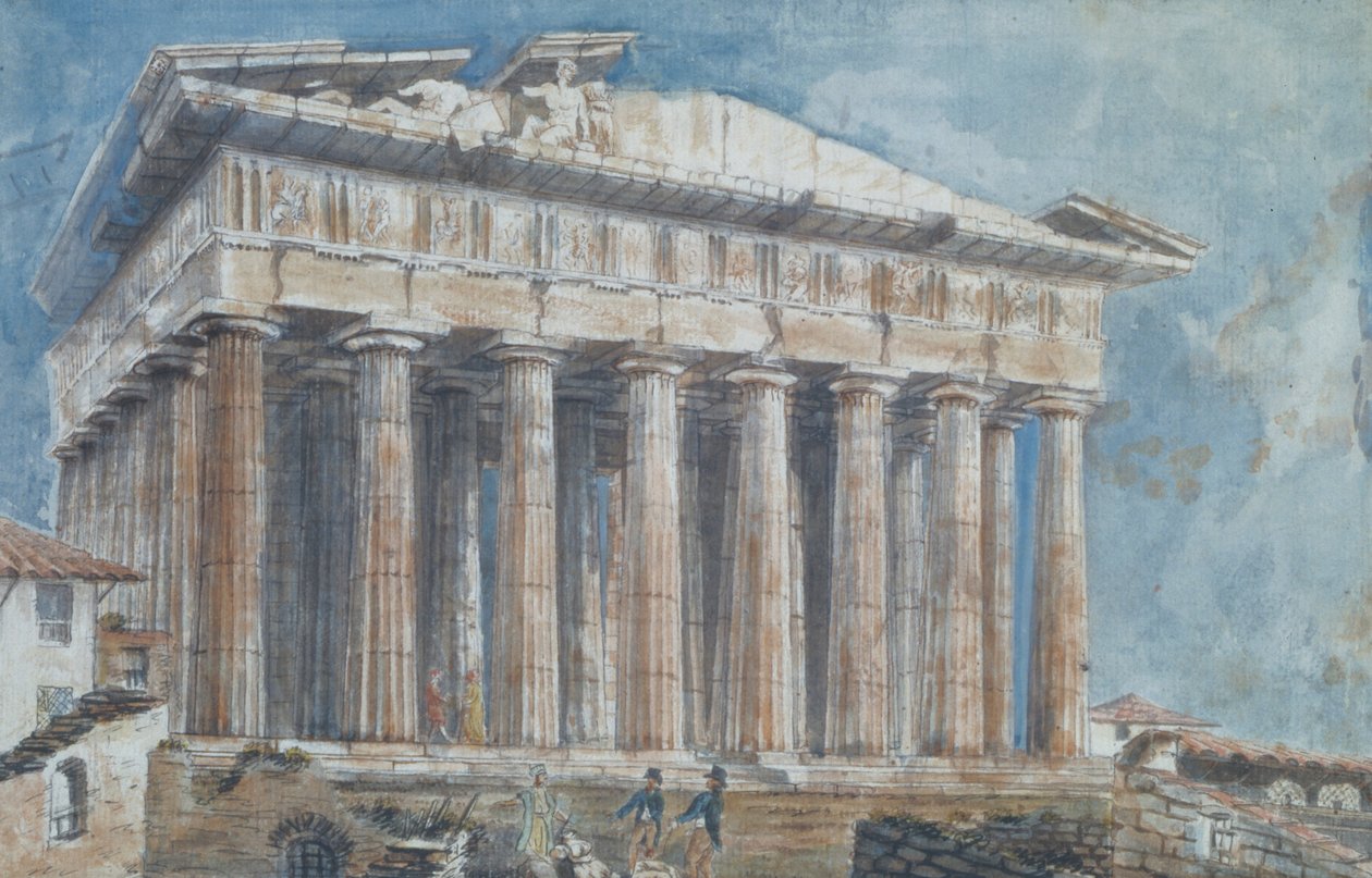 Elgin tarafından Parthenon Alınlıklarından Heykellerin Kaldırılması by Gell Sir William