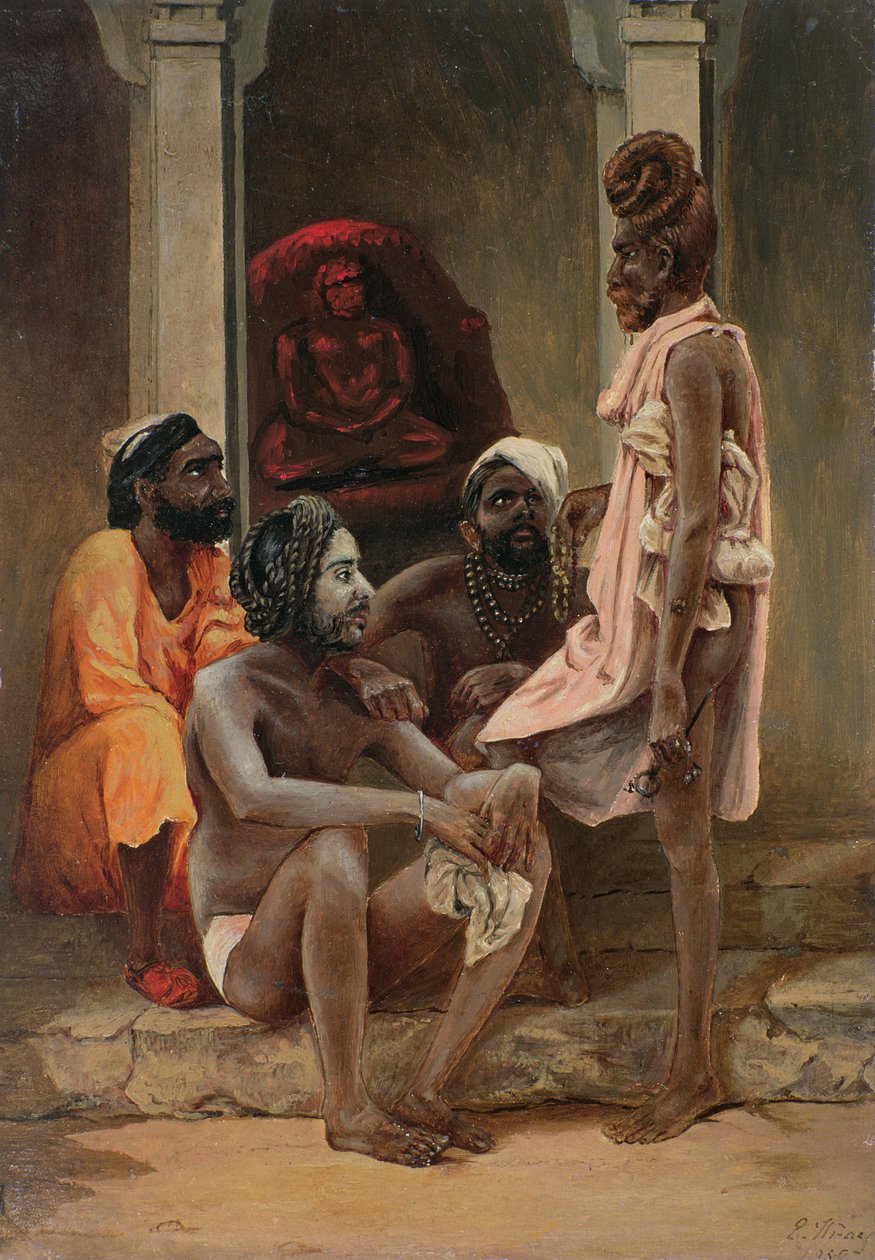 Gosiens or Fakirs at Ahmedabad, 1858 (oil on paper) by General E.W. Wray