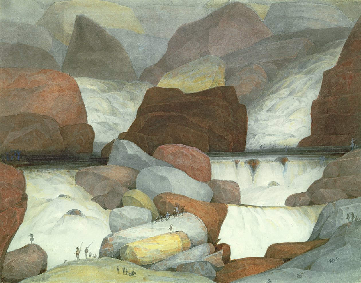 Bir Deredeki Su Spritleri, c.1865 (wc) by General John Chamberlayne