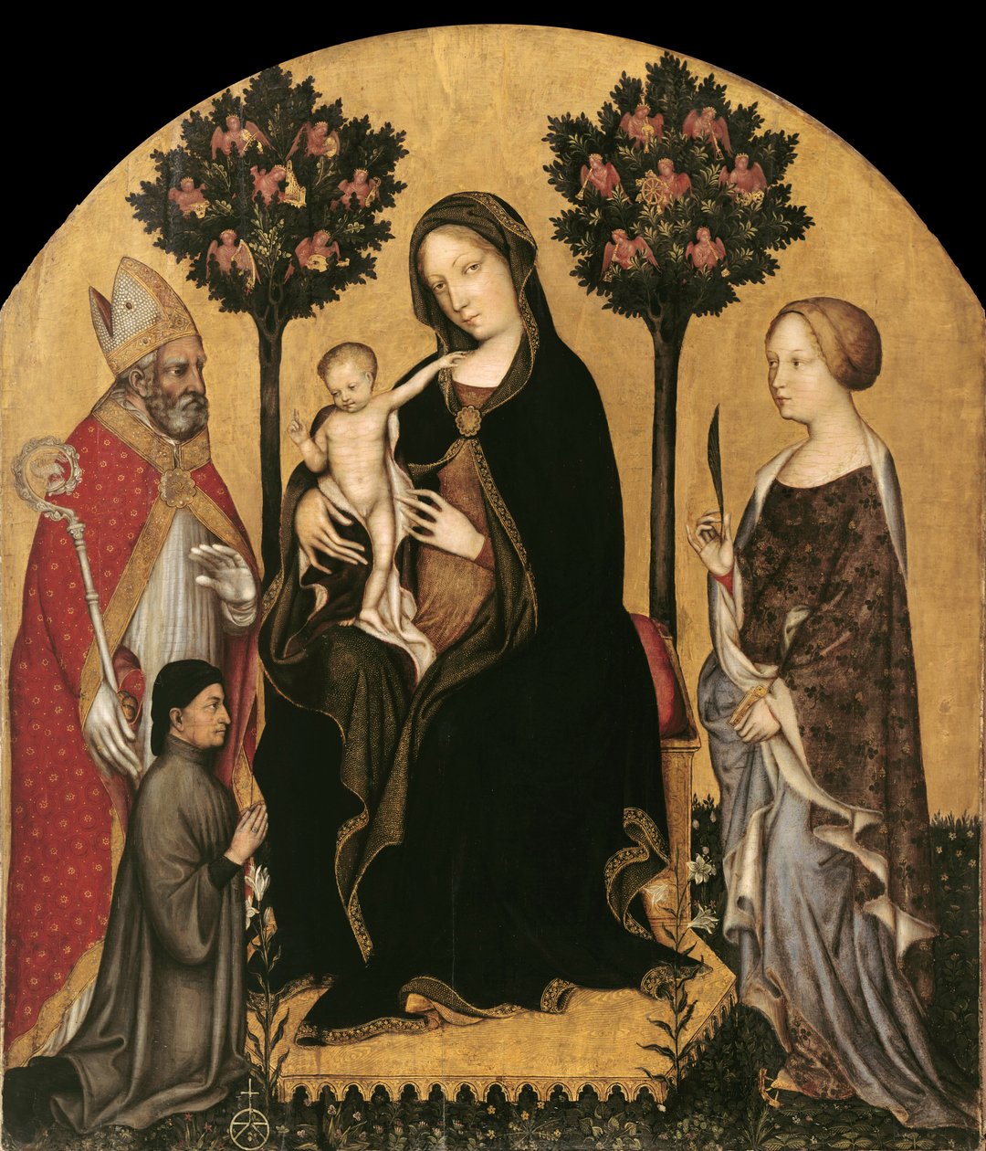Çocuk, Azizler ve Bir Bağışçı ile Enthroned Mary by Gentile da Fabriano