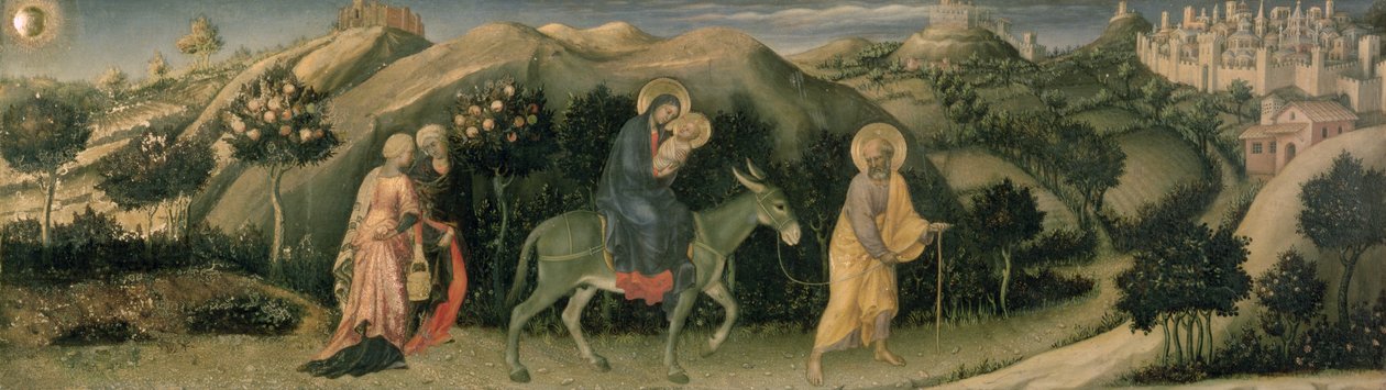 Adoration of the Magi Altarpiece, central predella Flight into Egypt, 1423 (tempera on panel) by Gentile da Fabriano