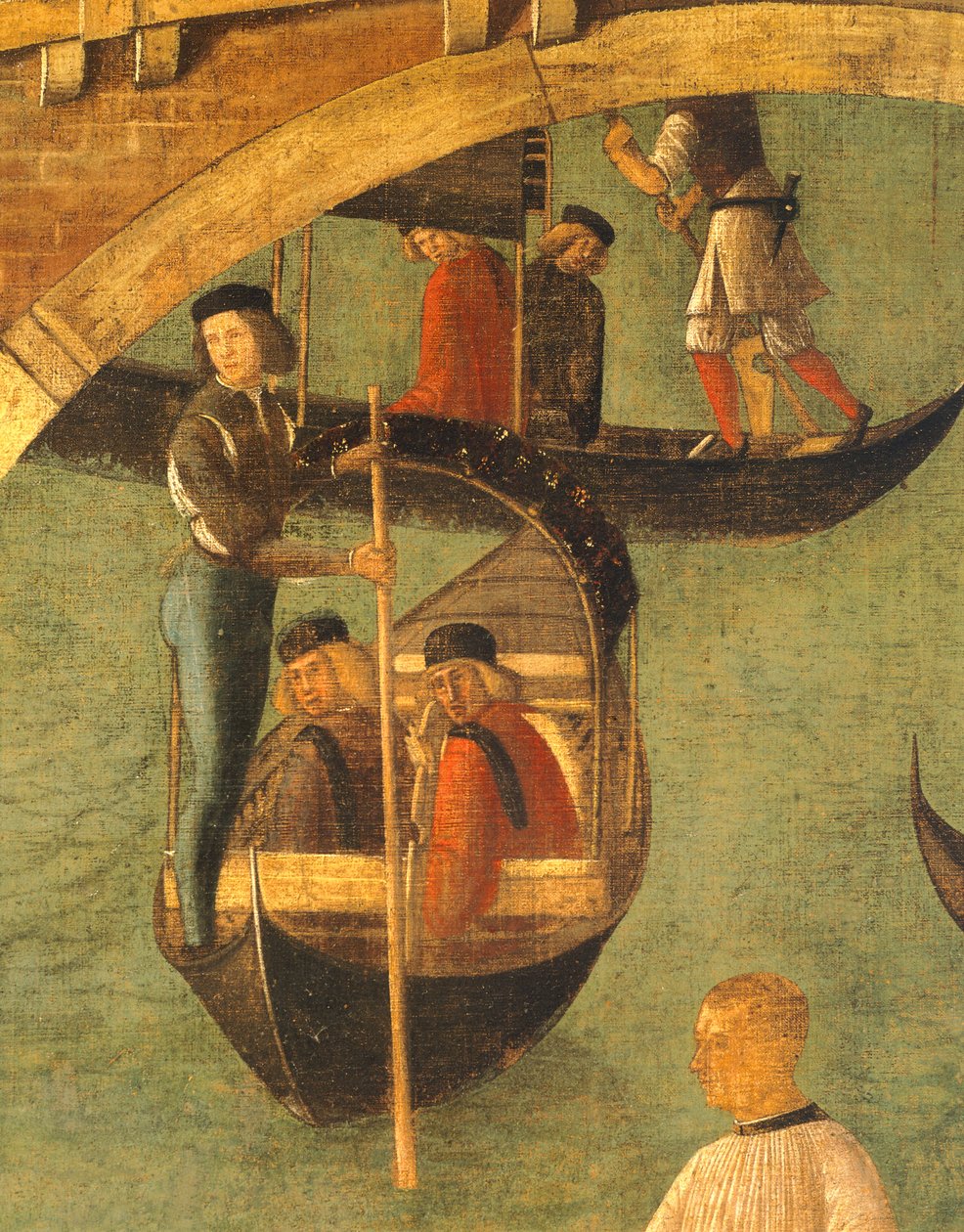 San Lorenzo Köprüsü'ndeki Haç Mucizesi, Gentile Bellini (1429-1507), ahşap üzerine tempera, 323x430 cm, detay, yaklaşık 1500 by Gentile Bellini