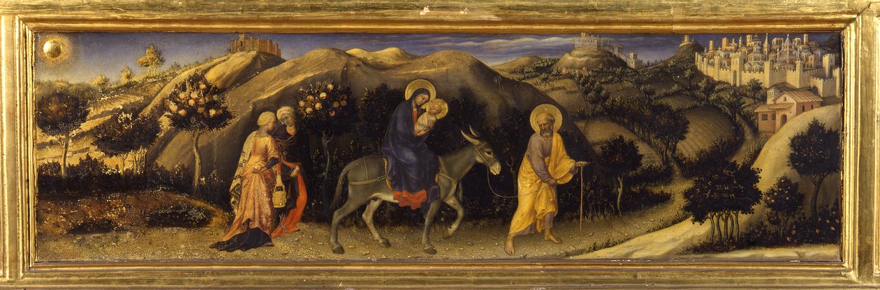 Mısır'a Uçuş (Predella of the Adoration of the Magi, Pala Strozzi) by Gentile da Fabriano