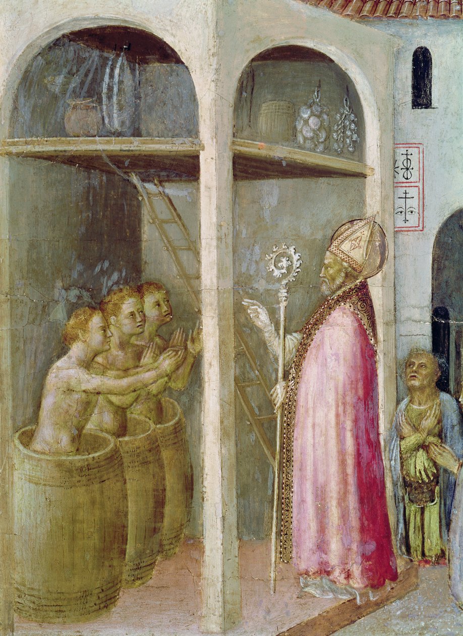 Aziz Nikolaos Salamura Küvetlere Atılan Üç Çocuğu Canlandırıyor, Quaratesi Altarpiece