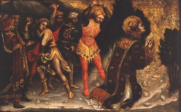 Aziz Stephen'ın taşlanması (panelde yağlı boya) by Gentile da Fabriano