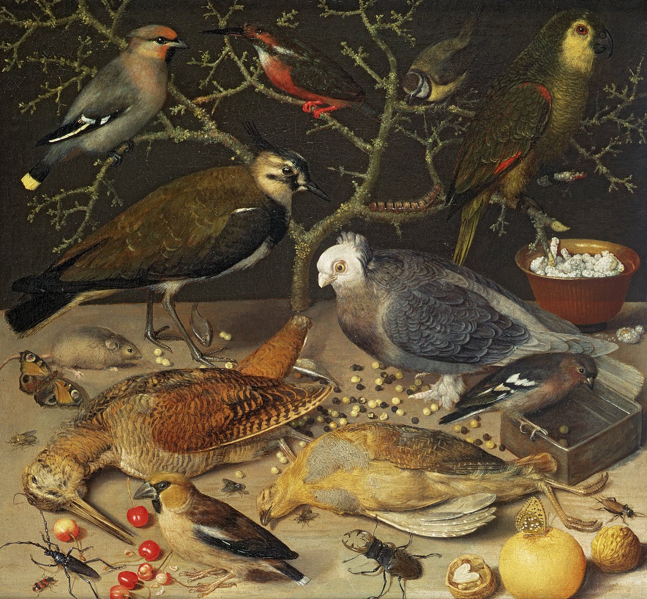 Kuşların ve Böceklerin Natürmortu, 1637 by Georg Flegel