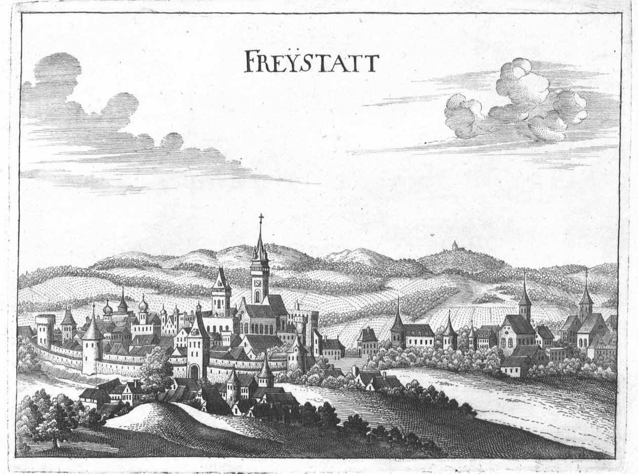 Gravür, Freistadt görünümü, Yukarı Avusturya by Georg Matthaus Vischer