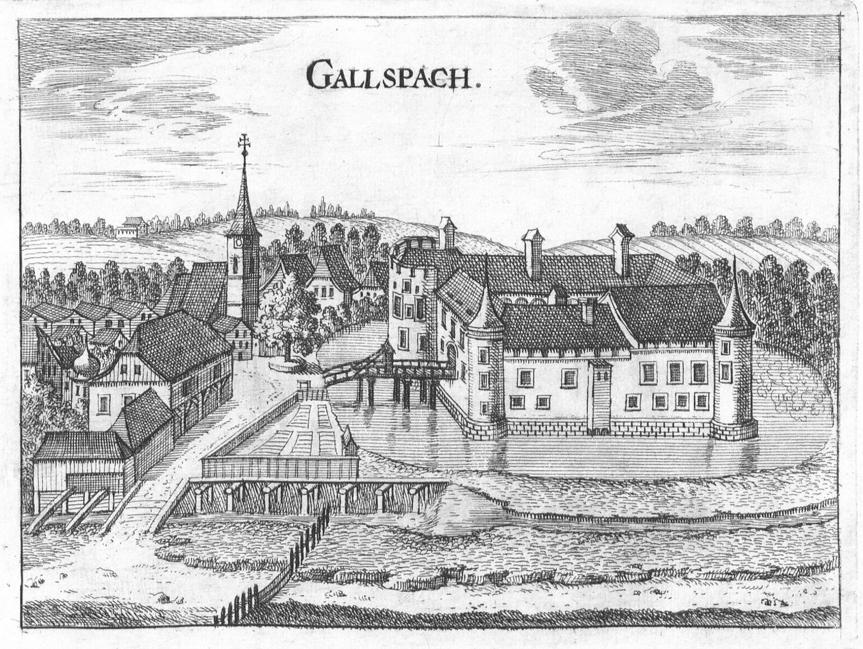 Gravür, Gallspach kalesinin görünümü, Yukarı Avusturya by Georg Matthaus Vischer