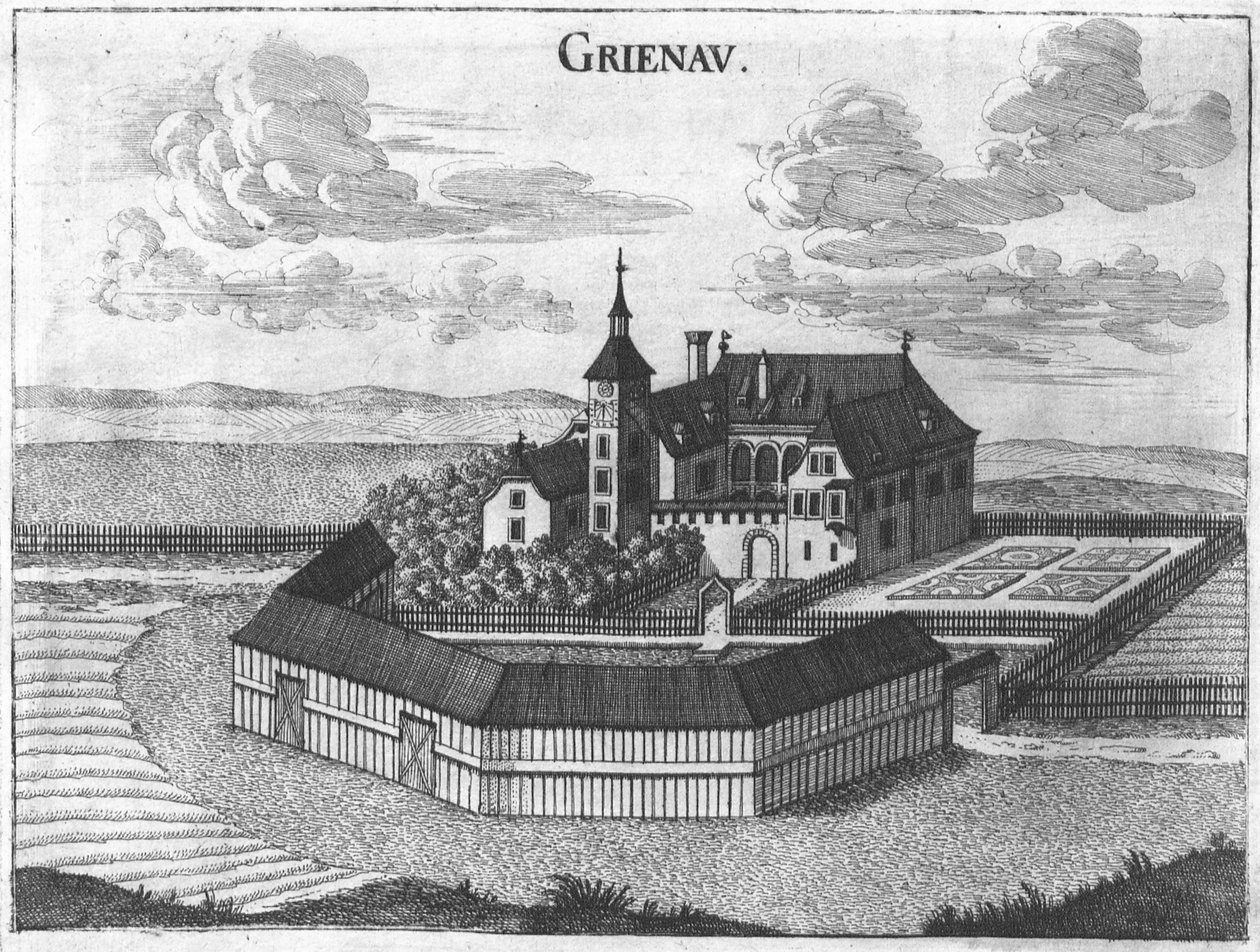 Gravür, Grünau Kalesi manzarası, Yukarı Avusturya by Georg Matthaus Vischer