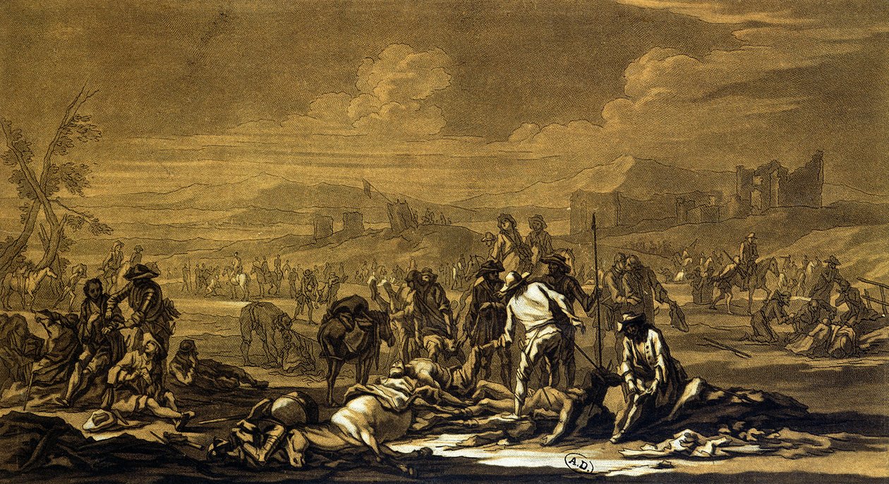 Savaştan Sonra, 1695, Christian Rugendas (1708-81) tarafından oyulmuş, c.1740 by Georg Philipp I Rugendas