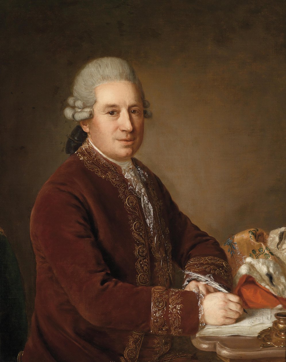 Avusturyalı bir aristokratın masa başında portresi by Johann Georg Weikert