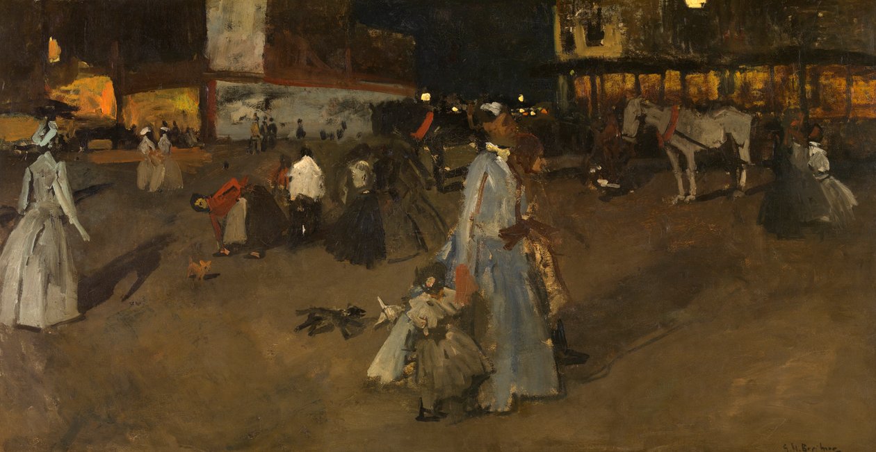 Amsterdam Barajında Bir Akşam (tuval üzerine yağlıboya) by Georg Hendrik Breitner