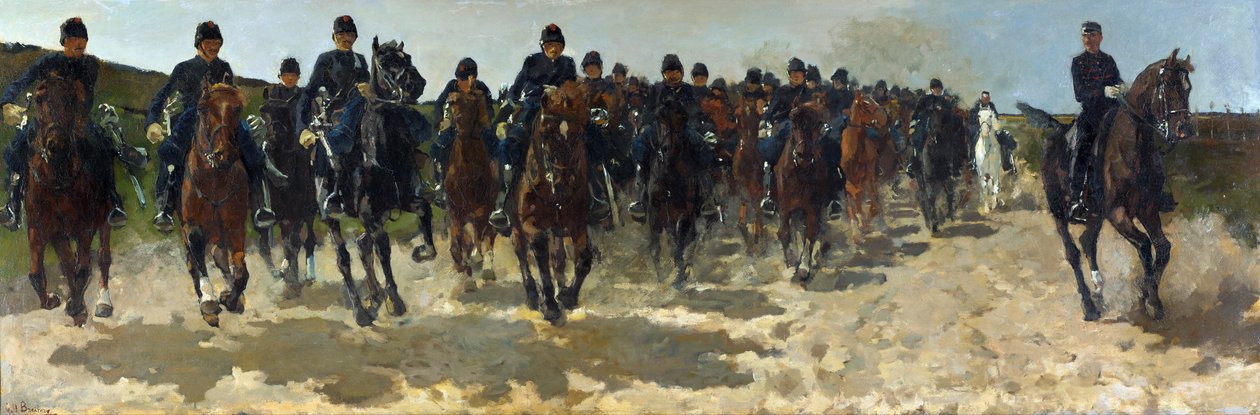""Cavalerie"" (Süvari) Peinture de George Hendrik Breitner(1857-1923) - 1883-1888 - Tuval üzerine yağlı boya Sönük 137x337 cm Gemeentemuseum Lahey (La Haye) Bas Pays by Georg Hendrik Breitner