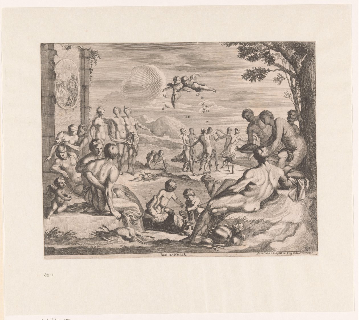 bakkanal Bacchanalia (nesne üzerindeki başlık) by Georg Andreas Wolfgang