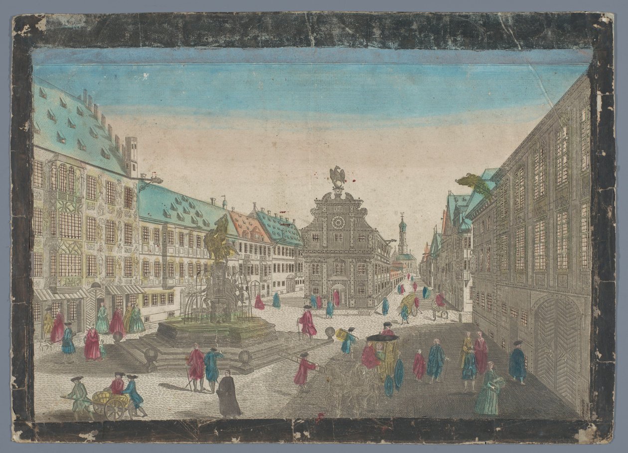Gezicht op de wijnmarkt te Augsburg Saltz Stadel