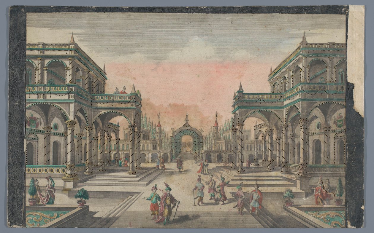 Konstantinopolis Lust-Gänge des Groß-Sultans gegen dem Cypressen Garten'de bir selvi bahçesine giden caddenin görünümü by Georg Balthasar Probst (possibly)