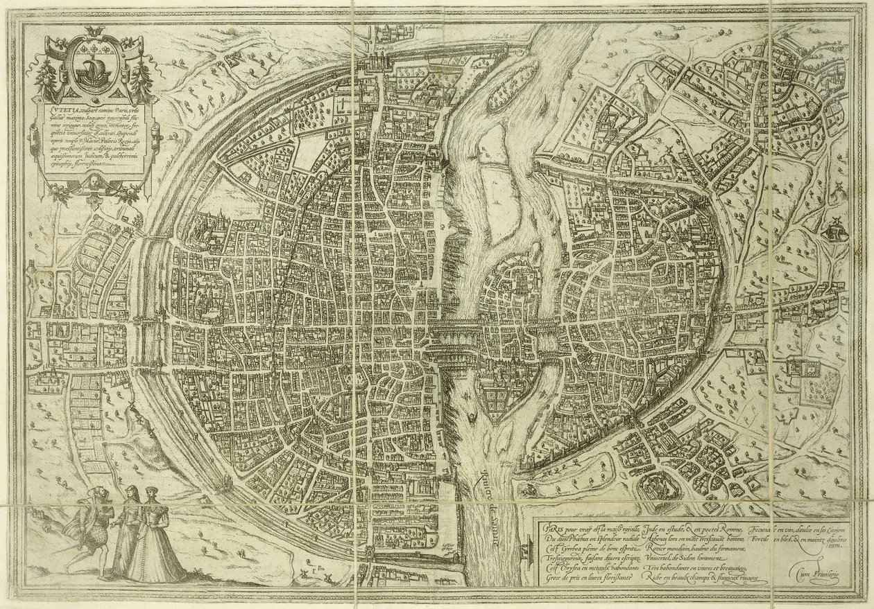 Paris Şehir Planı, 1572 by Georg Braun