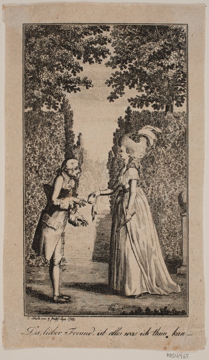Bir parkta bayan ve beyefendi ile illüstrasyon by Georg Christian Schule