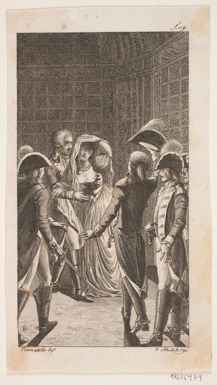 Beş askeri personel ve bir bayanla illüstrasyon by Georg Christian Schule