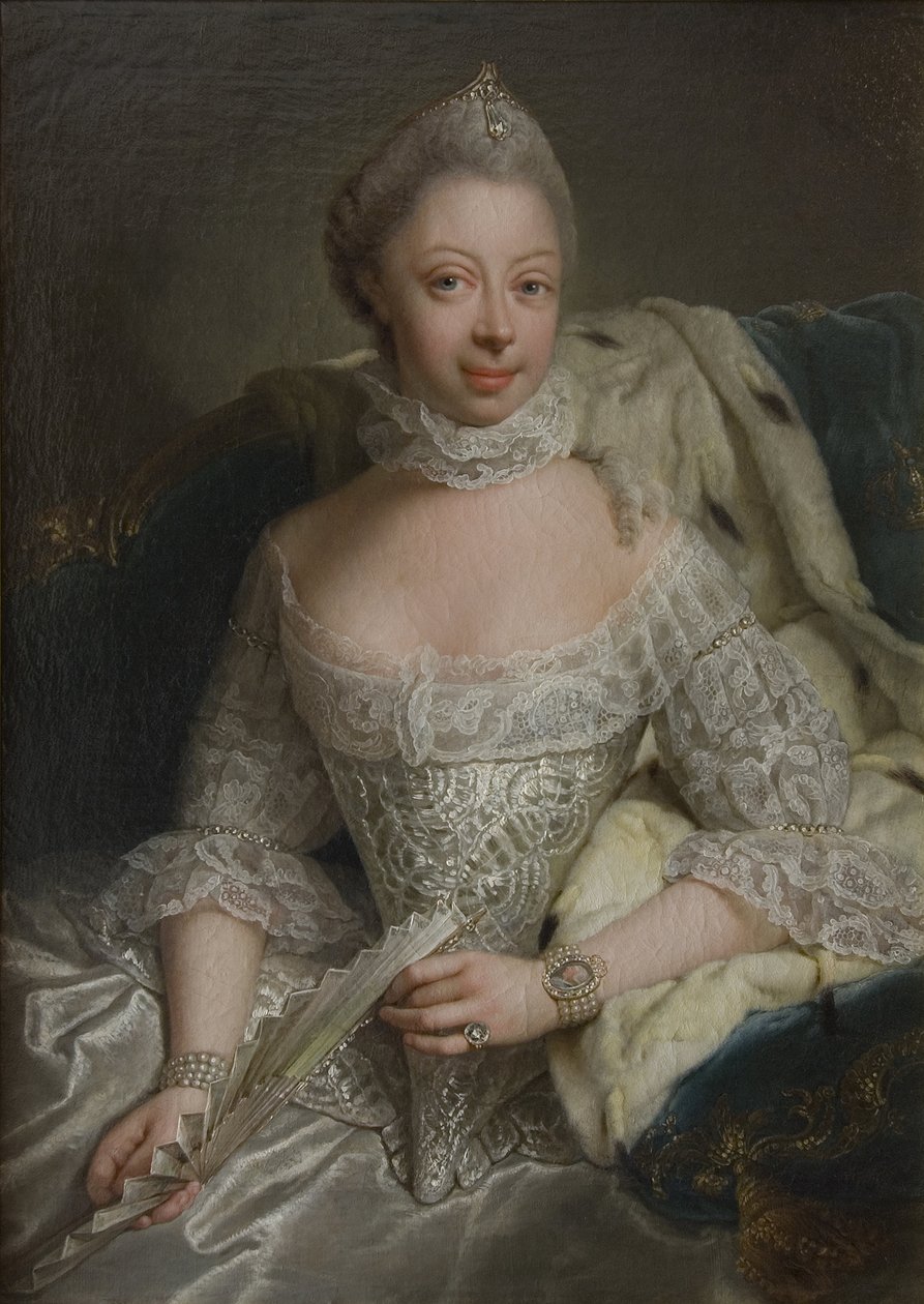 Mecklenburg-Strelitz Prensesi Charlotte, İngiltere Kraliçesi - Mecklenburg-Strelitz Prensesi Charlotte (1744-1818), Büyük Britanya Kraliçesi, Matthieu, Georg David (1737-1778) tarafından. tuval üzerine yağlıboya by Georg David Matthieu