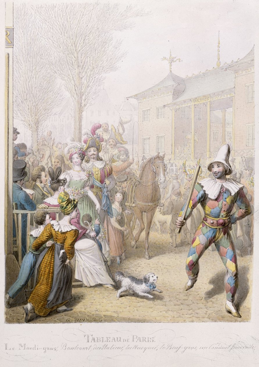 Mardi-Gras, Boulevard des Italiens, 1831 (kağıt üzerinde wc) by Georg Emanuel Opitz