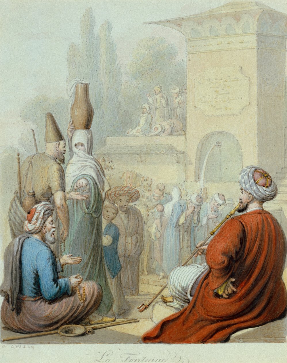 Konstantinopolis Çeşmesi (kalem ve sulu boya) by Georg Emanuel Opiz