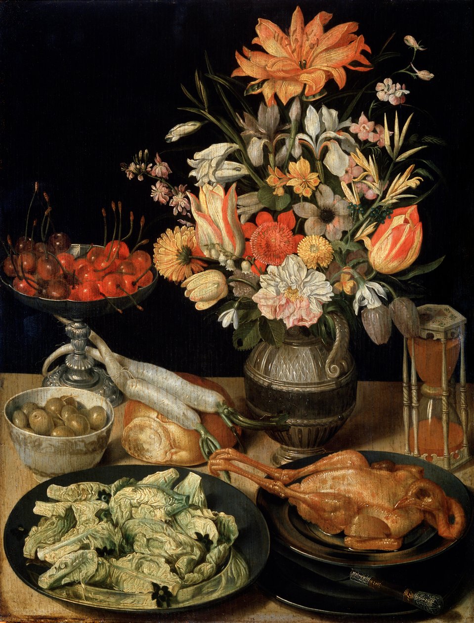 Çiçekler ve Snack ile Natürmort, c1630-c1635 by Georg Flegel