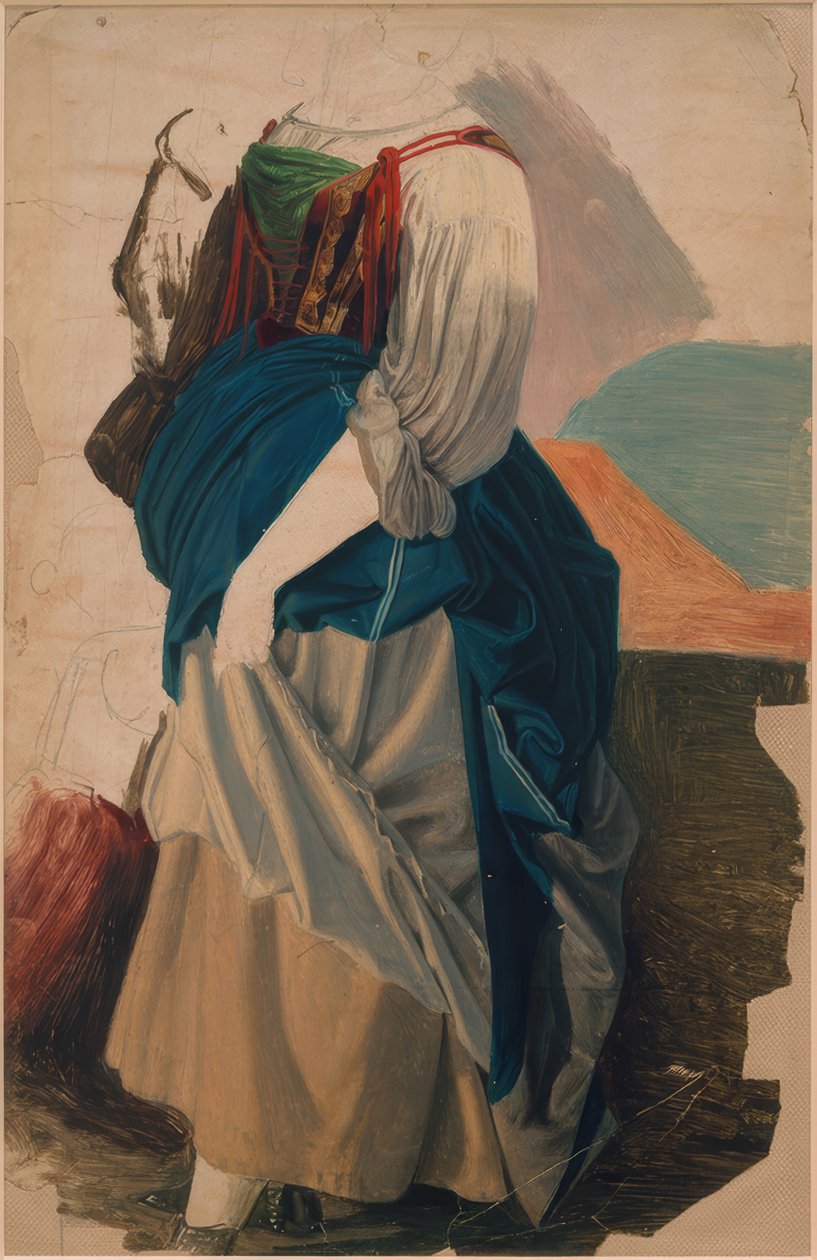İtalyan bir kadının elbise çalışması by Georg Friedrich August Lucas