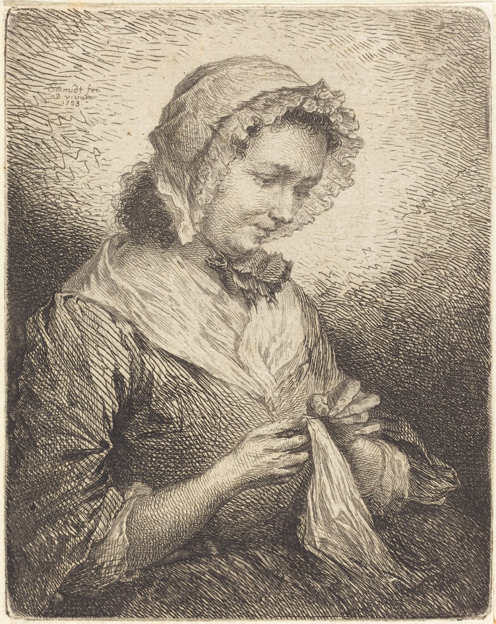 Sanatçının Karısının Dikişi by Georg Friedrich Schmidt
