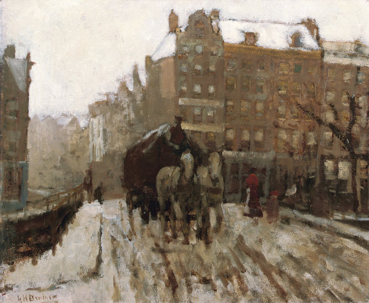 Paleisstraat tarafından Singel Kanalı üzerinde köprü, Amsterdam, c.1895-1900 by Georg Hendrik Breitner