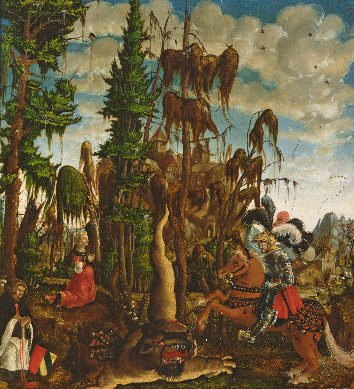 St. George, Prensesi Ejderhadan Kurtarırken, 1520 by Georg Lemberger