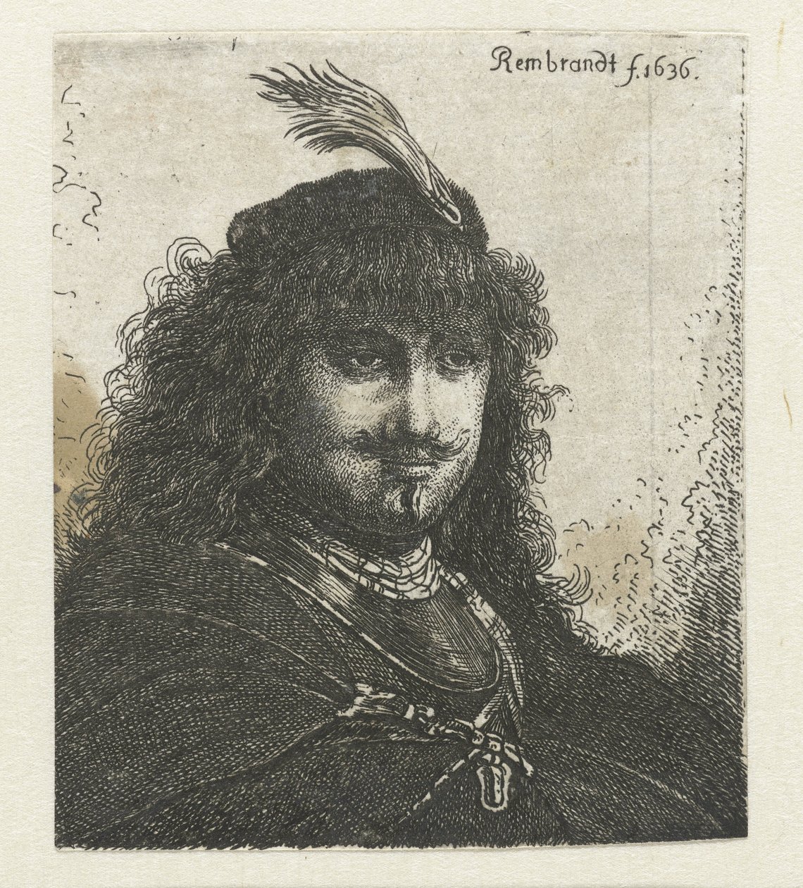 Self-portrait (?) with plumed cap and lowered sabre by Georg Leopold Hertel