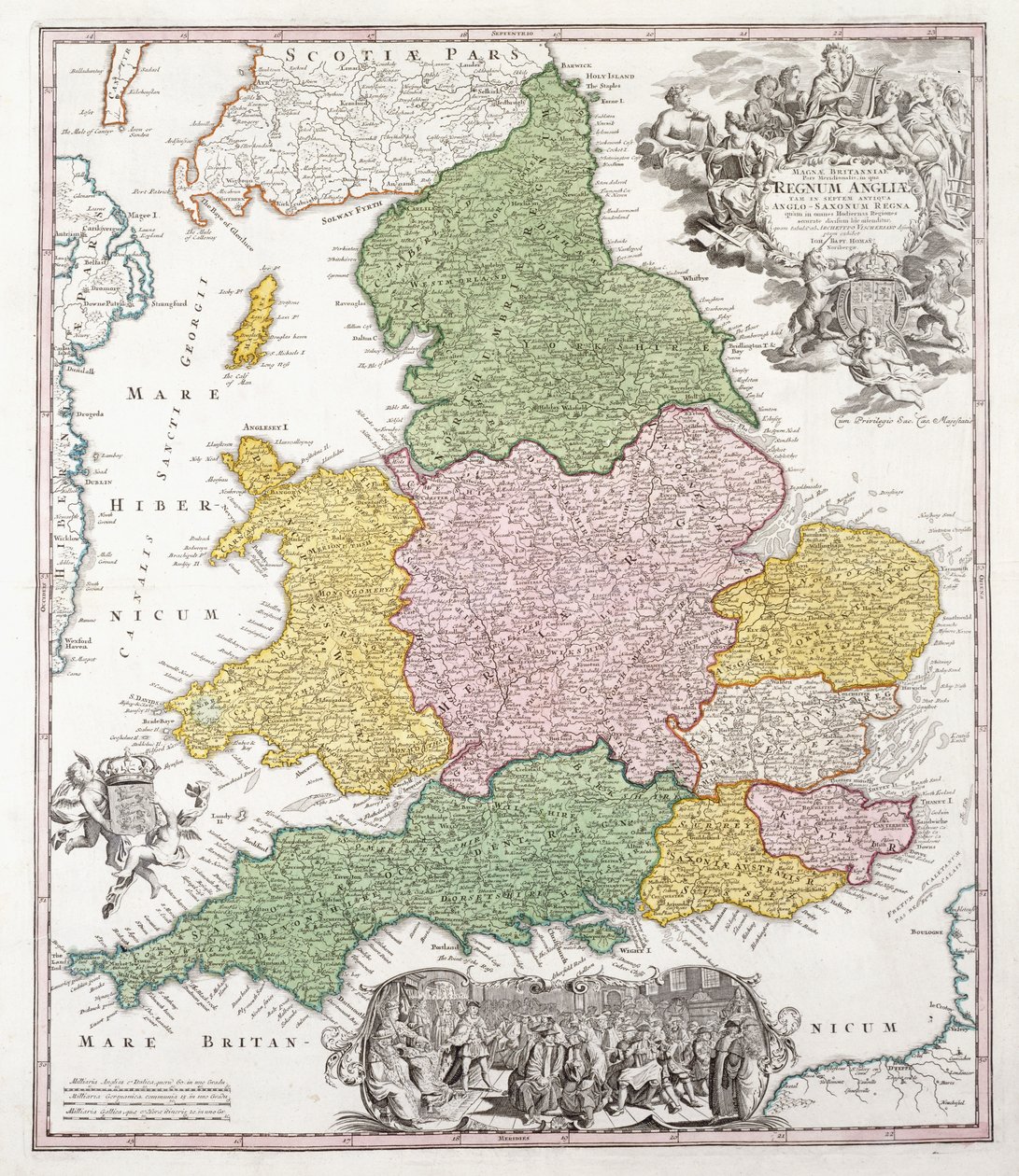 İngiltere Haritası, 1760 by Georg Matthäus Seutter
