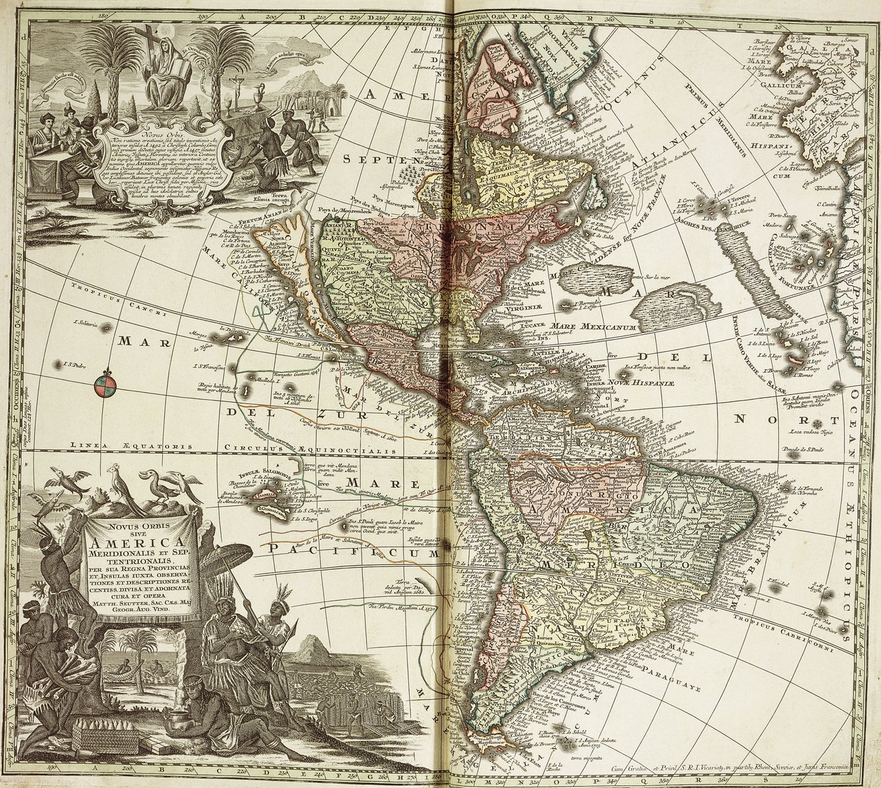 Amerika Haritası, 1744 by Georg Matthäus Seutter