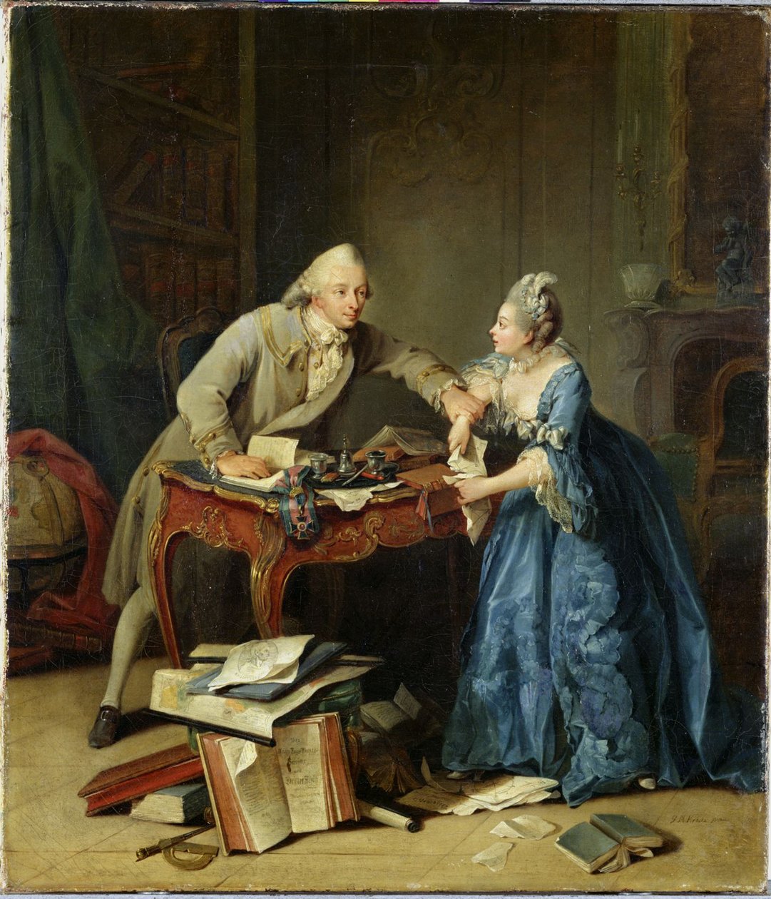 Bilim ve aile arasında, yaklaşık 1775 by Georg Melchior Kraus