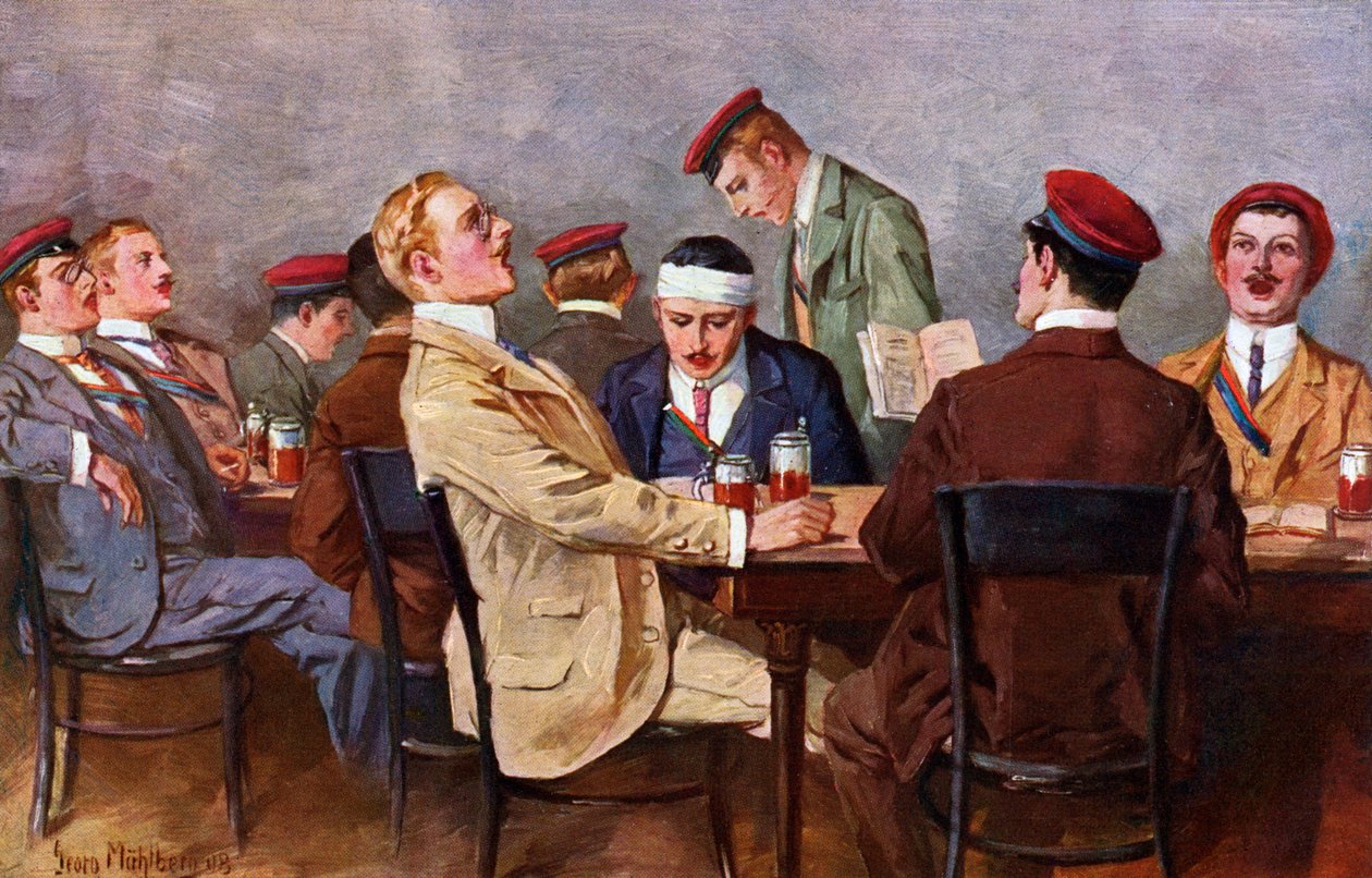 Kardeşlikler - Bira içmek ve şarkı söylemek, 1900 dolayları (resim) by Georg Muhlberg