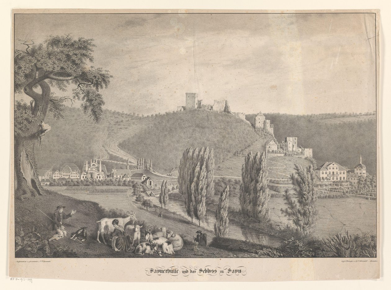 Sayner Hütte en het yuvası Sayn Saynerhütte ve Sayn Kalesi (nesne üzerindeki başlık) by Georg Osterwald