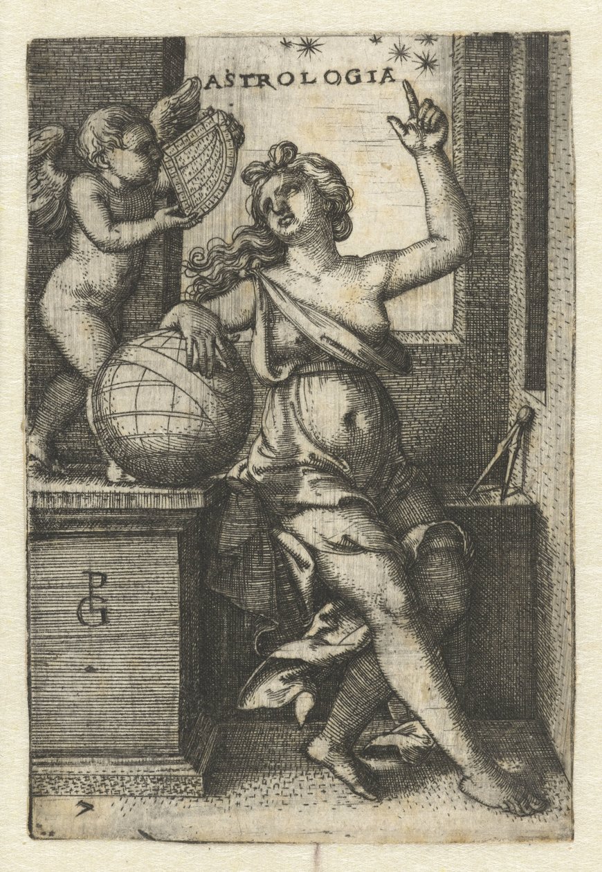 Astronomi Astroloji (nesne üzerindeki başlık) Yedi Liberal Sanatlar (dizi başlığı) by Georg Pencz